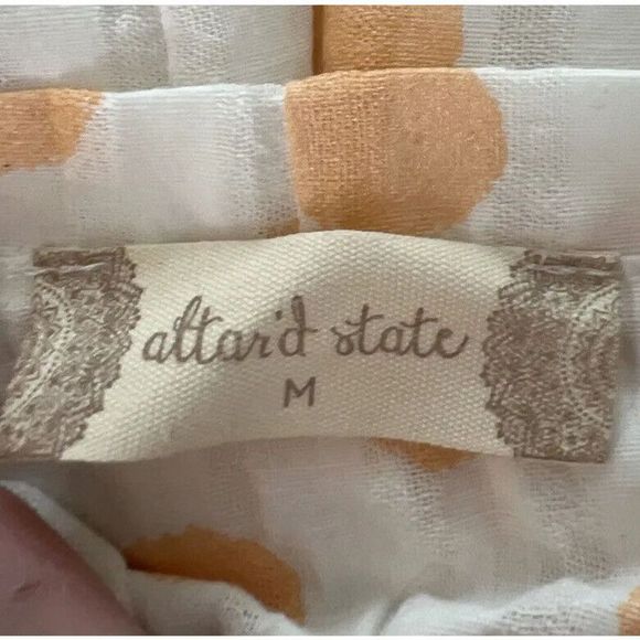 Altar’d State Sz Medium Orange Polka Dot White Sleeveless Dress Pockets Lined$70 - Picture 15 of 16